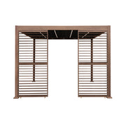 Wood-Effect Aluminium Pergola with LED Lighting and Two Side Panels – 3m x 3m