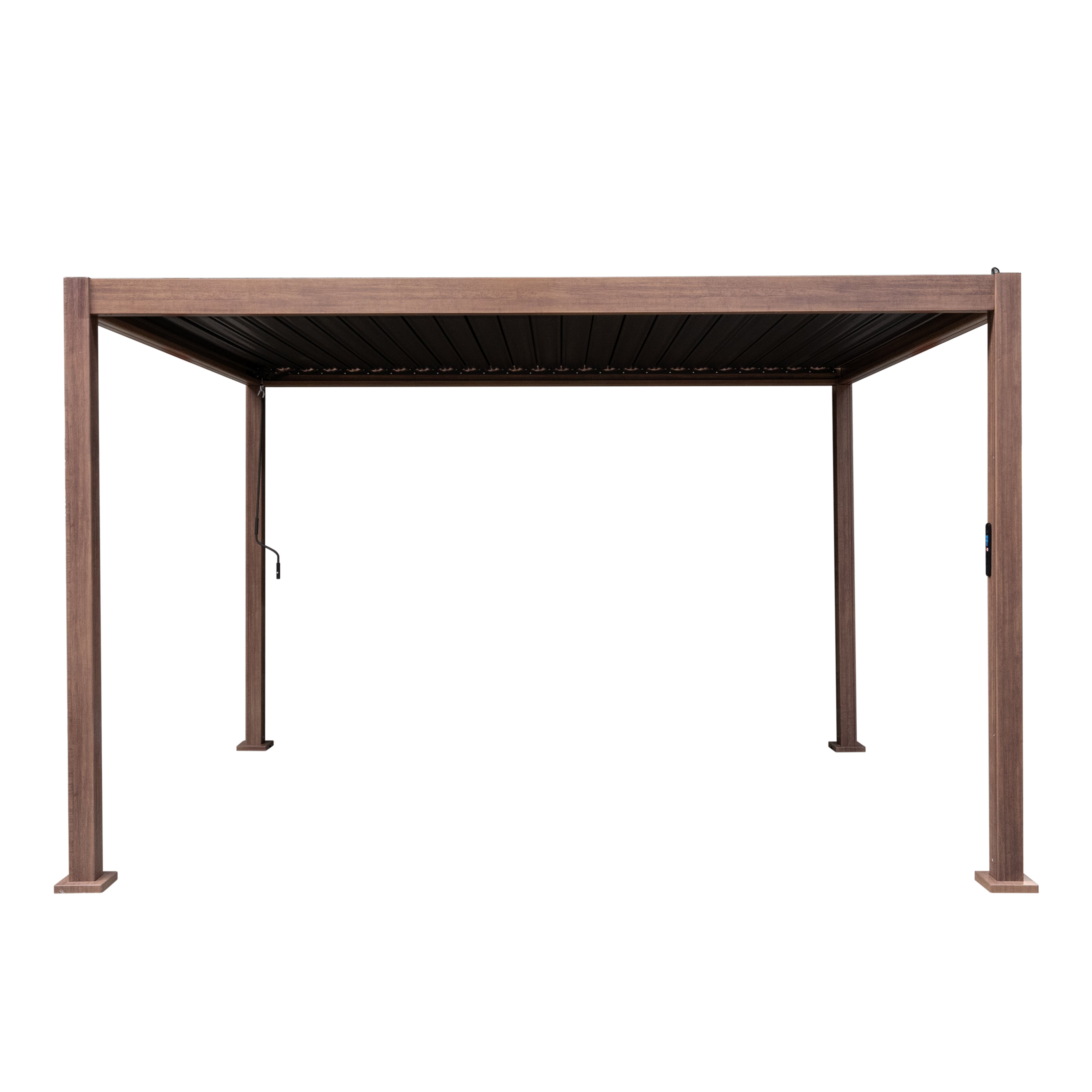 Wood-Effect Aluminium Garden Pergola – 4m x 3m