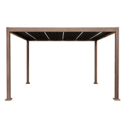 Wood-Effect Aluminium Pergola with LED Lighting, 4m x 3m
