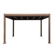 Wood-Effect Aluminium Pergola with Blinds and LED Lighting - 4m x 3m