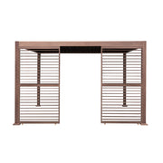 Wood-Effect Aluminium Pergola, 4m x 3m, with Two Louvre Panels