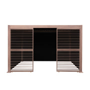 Wood Effect Aluminium Pergola With Blinds and Two Louvre Panels – 4m x 3m