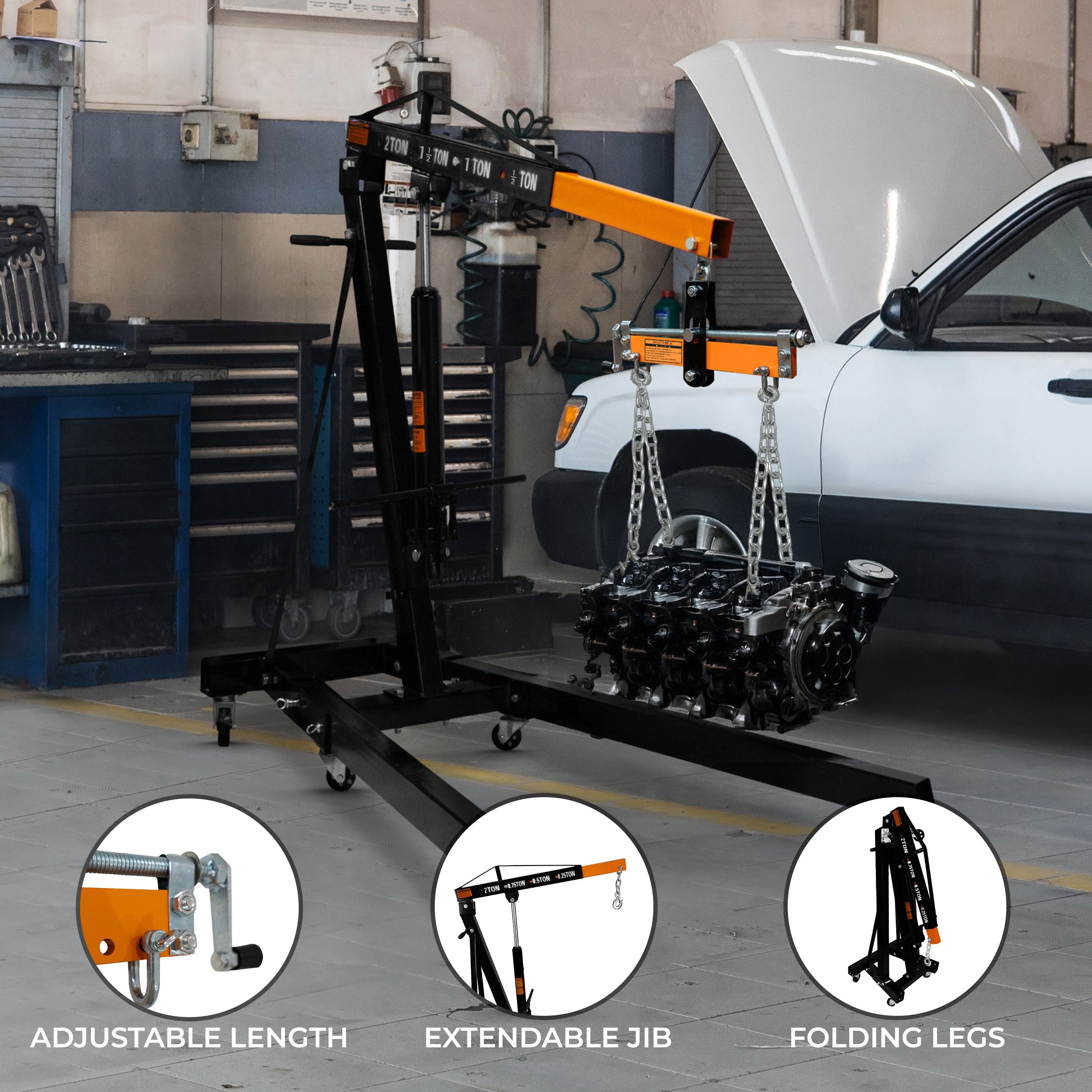 2-Tonne Engine Crane with Load Leveller