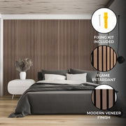 2-Pack Acoustic Slat Wall Panels - Dark Walnut