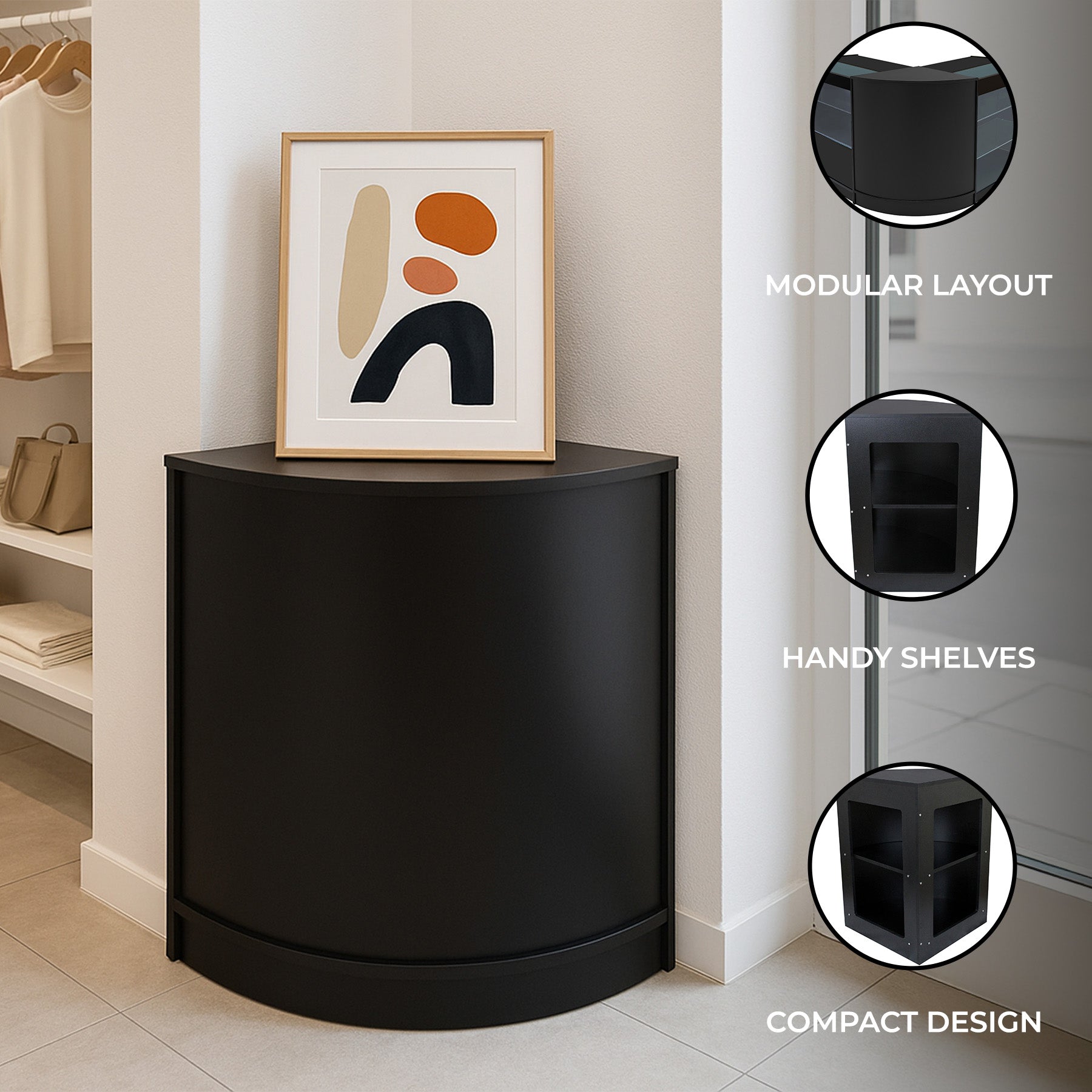 CM60 Corner Retail Shop Counter - Black
