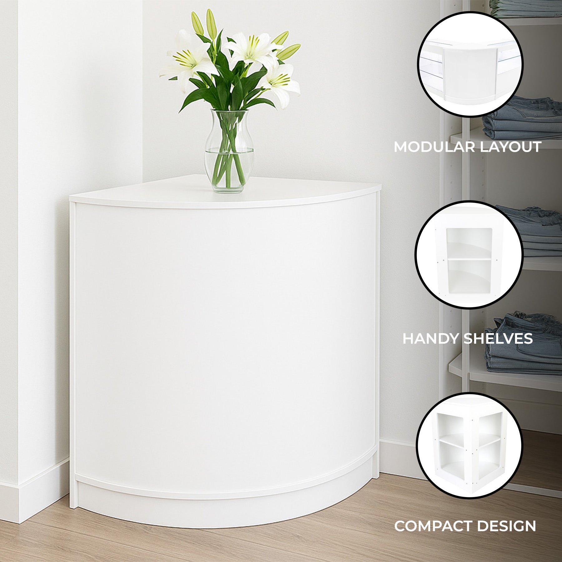 CM60 White Corner Counter for Retail Shops