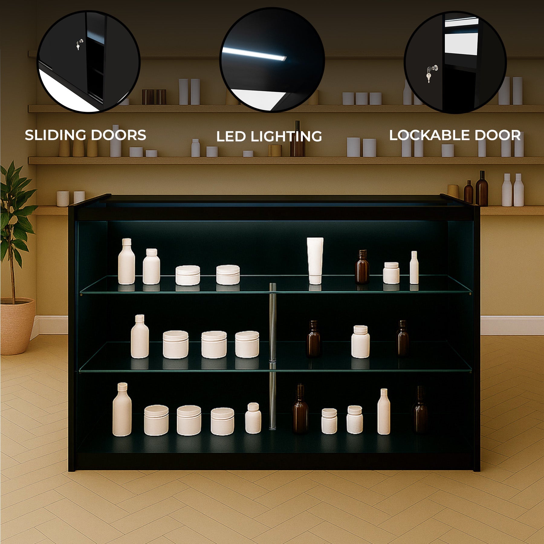 K1500 LED Retail Counter - Black
