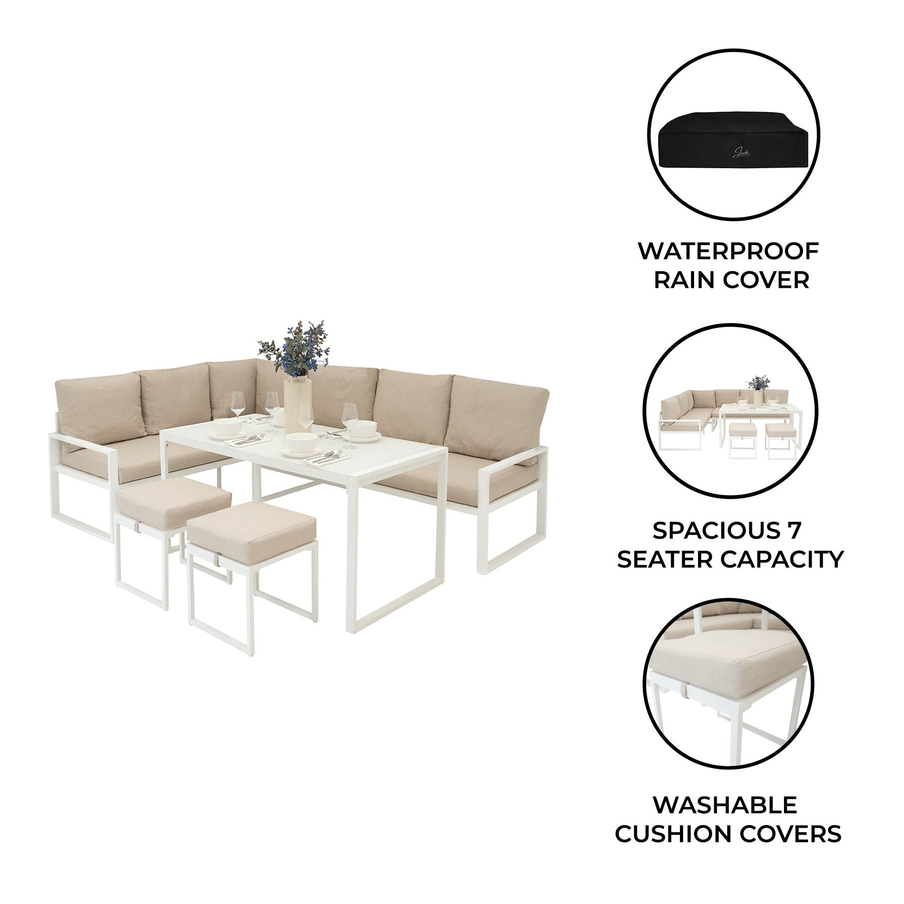 White Aluminium Corner Sofa Set