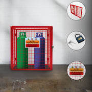 Red Collapsible Mesh Cage for Gas Bottles - 90 cm x 80 cm x 43 cm