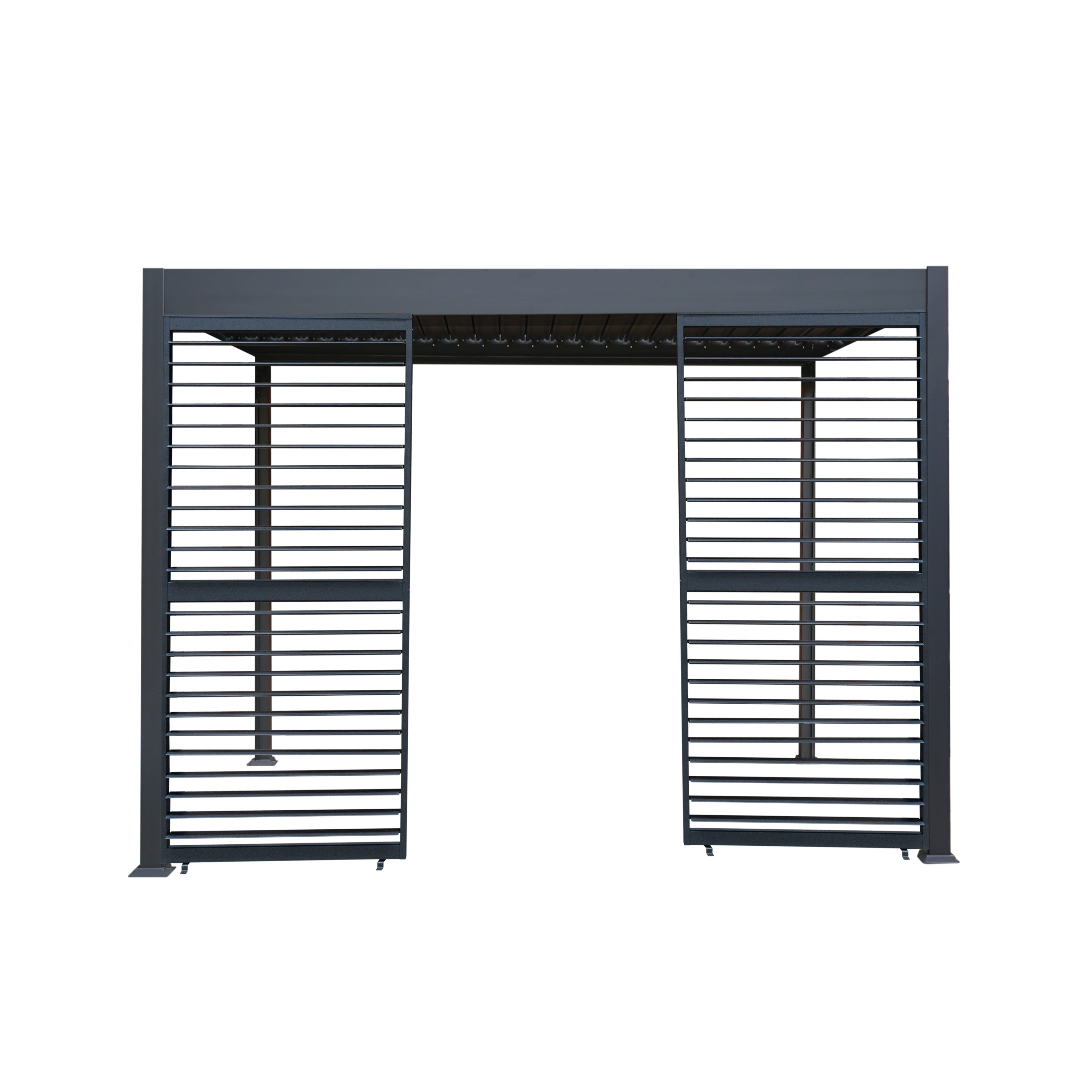 Anthracite Aluminium Pergola with Two Shutter Panels, 3m x 3m