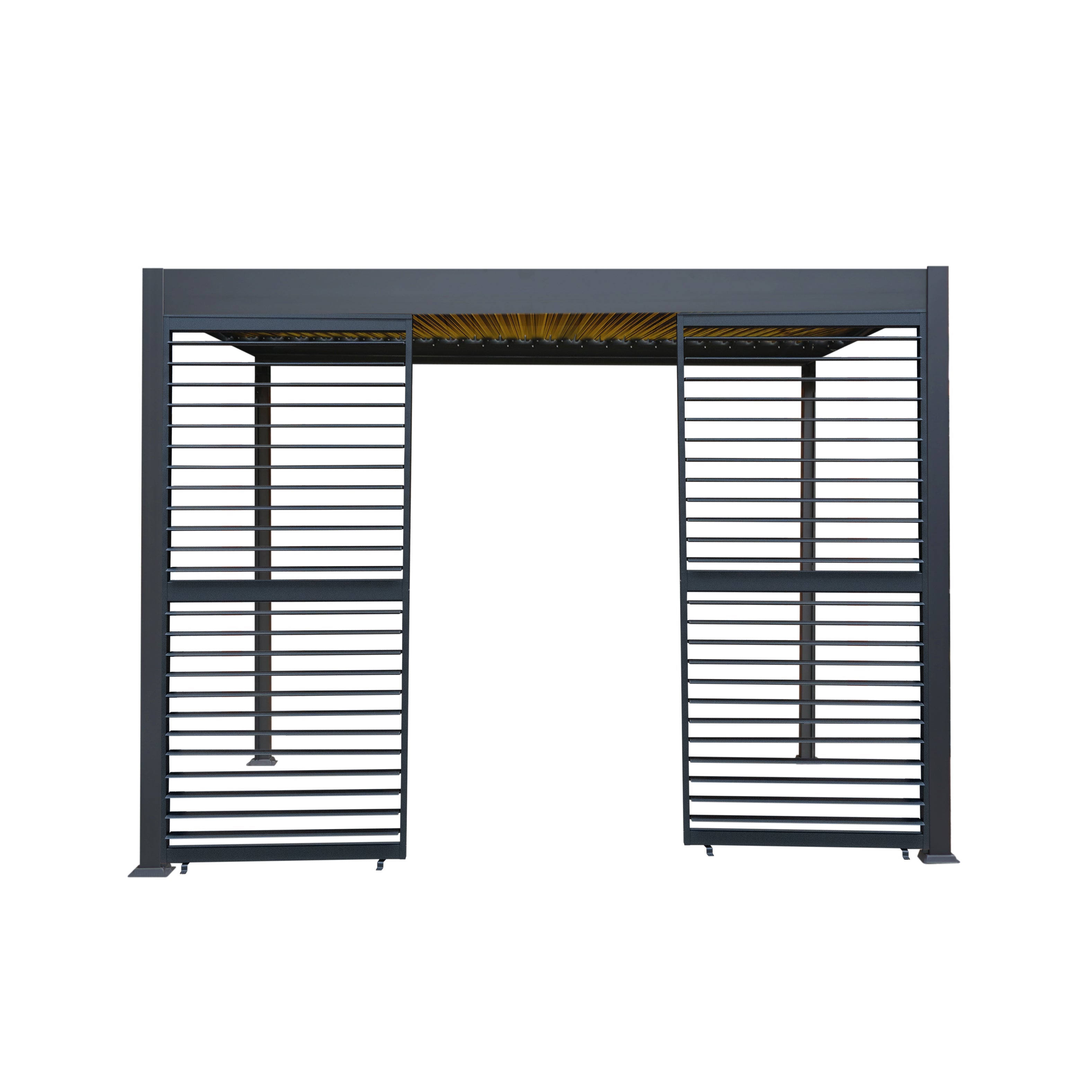 Anthracite Aluminium Pergola with LED Lighting and 2 Shutter Panels, 3m x 3m