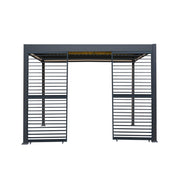 Anthracite Aluminium Pergola with White Blinds, 2 Side Panels, LED Lighting, 3m x 3m