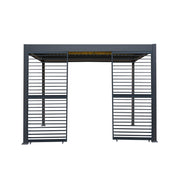 Aluminium Pergola with Anthracite Blinds, Two Side Panels and LED Lights – 3m x 3m