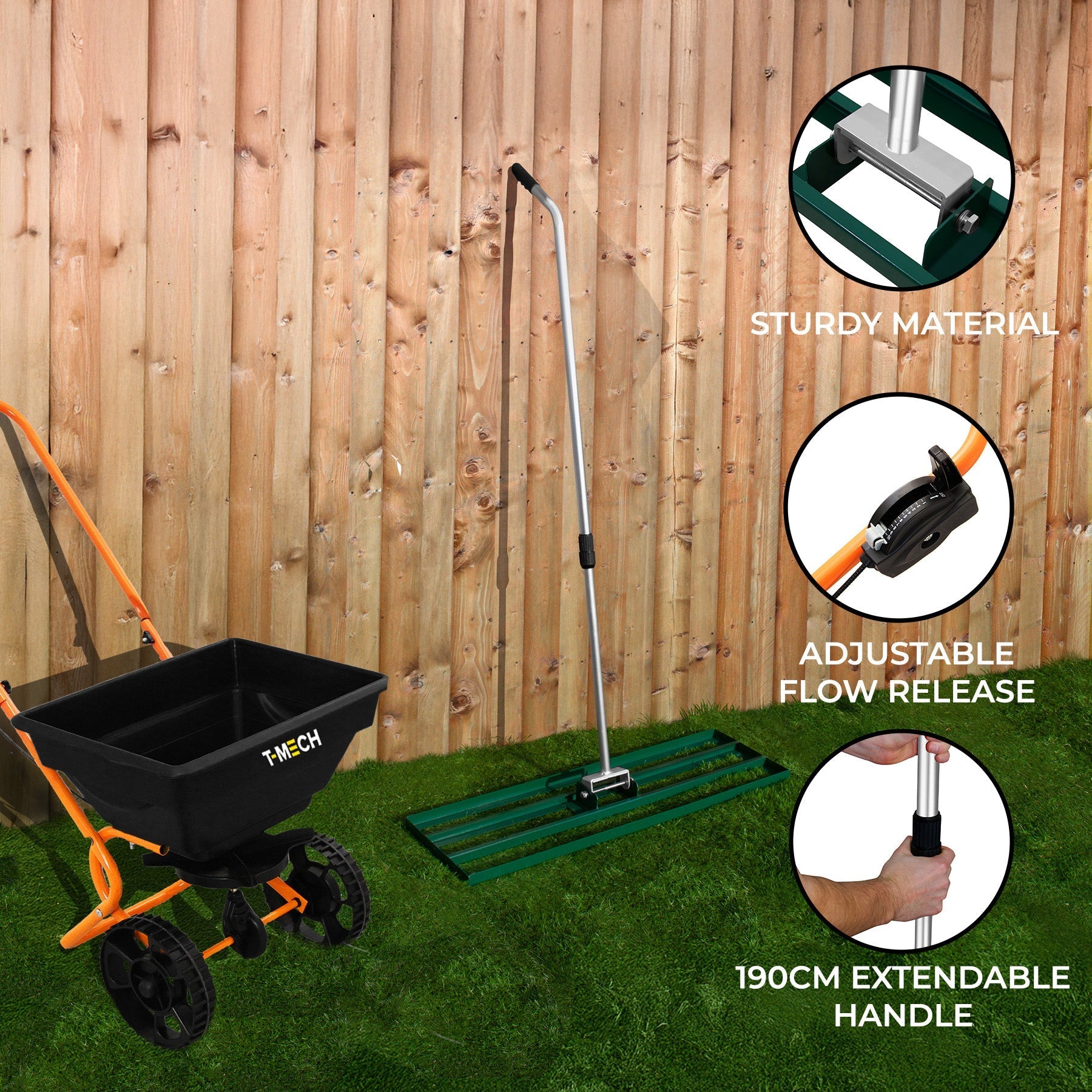 Rotary Spreader with 100cm Lawn Leveller - Green