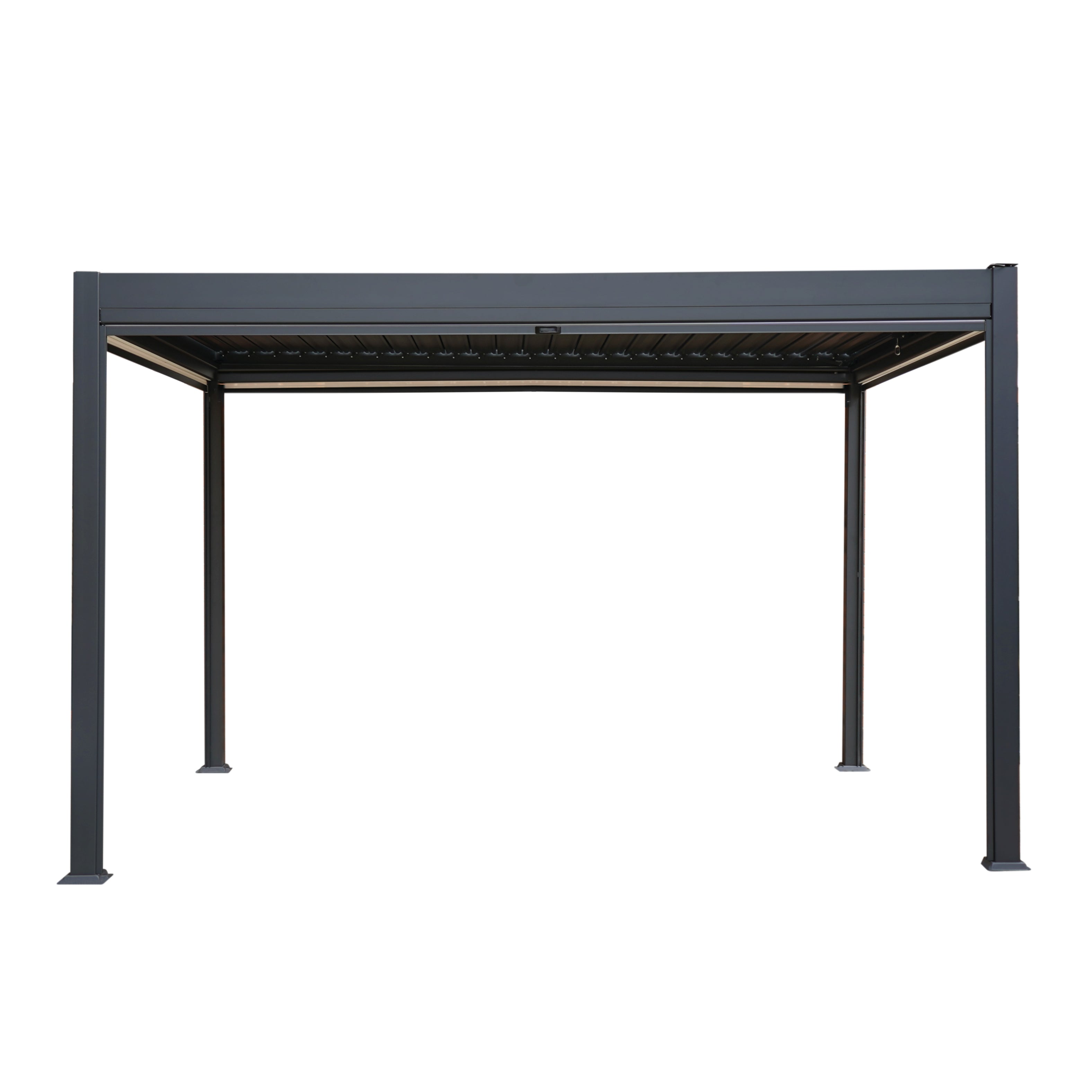 Anthracite Aluminium Pergola with White Blinds – 3m x 4m