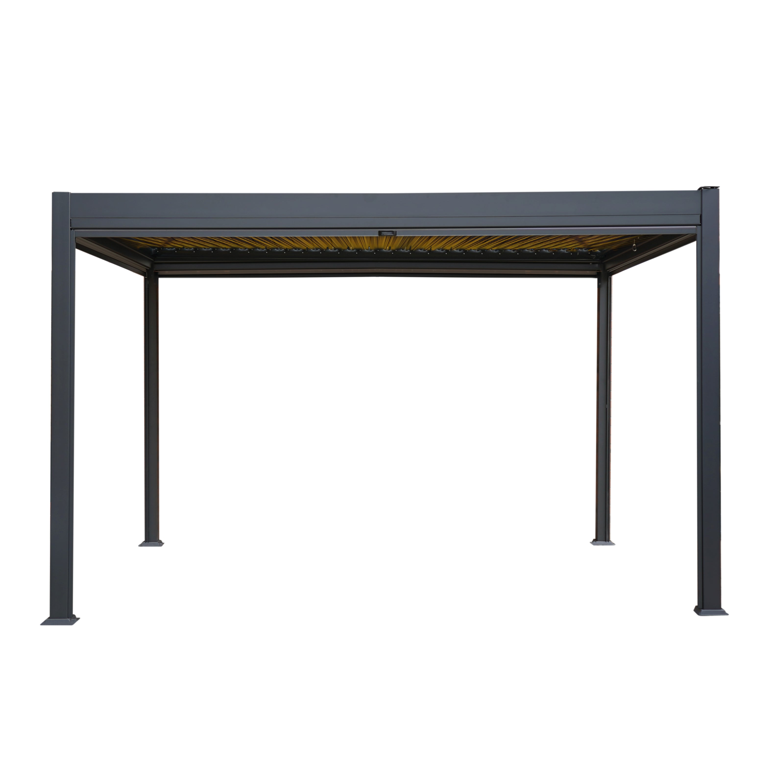 Aluminium Pergola with Anthracite Blinds and LED Lighting – 3m x 4m