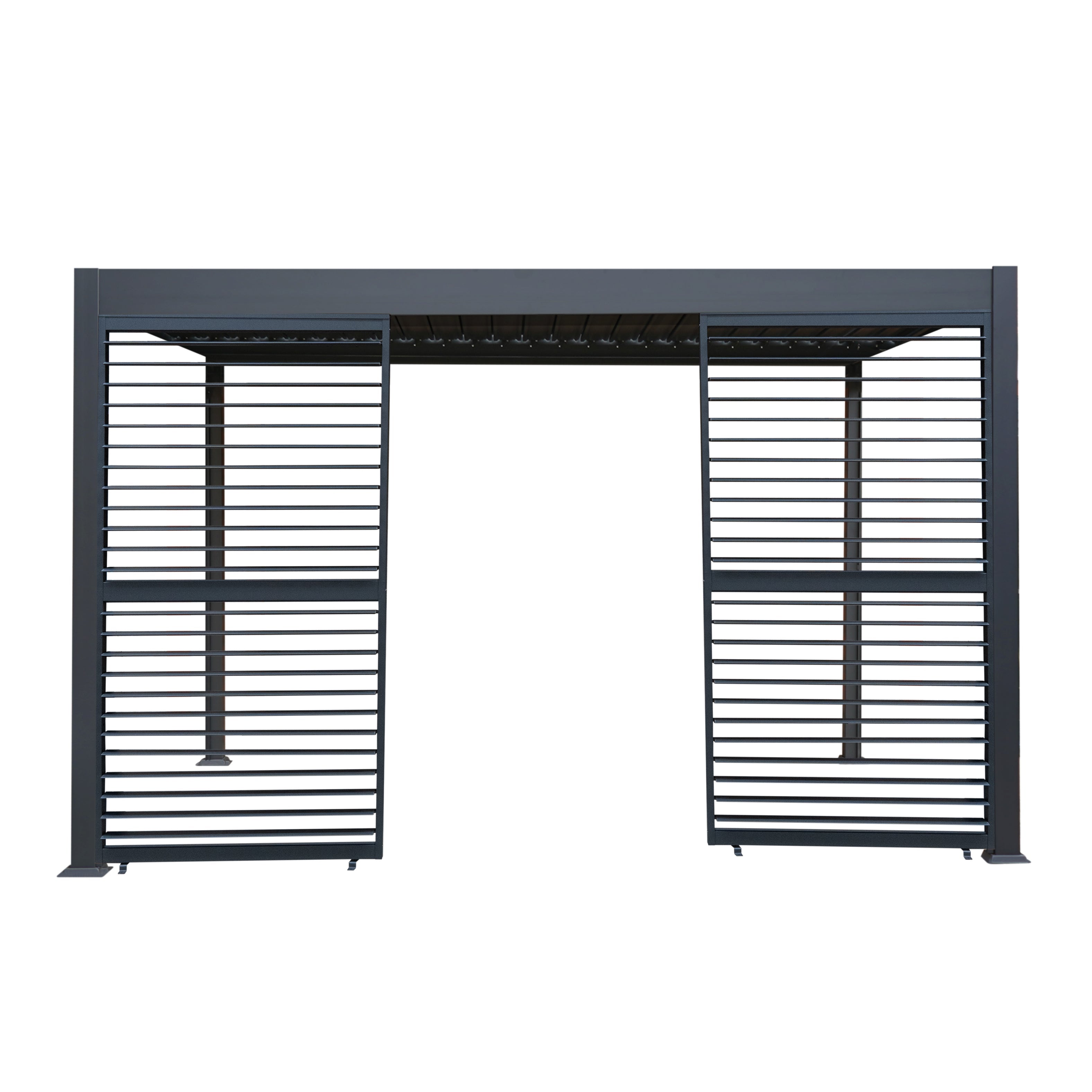 Anthracite Aluminium Pergola with Two Shutter Panels – 3m x 4m