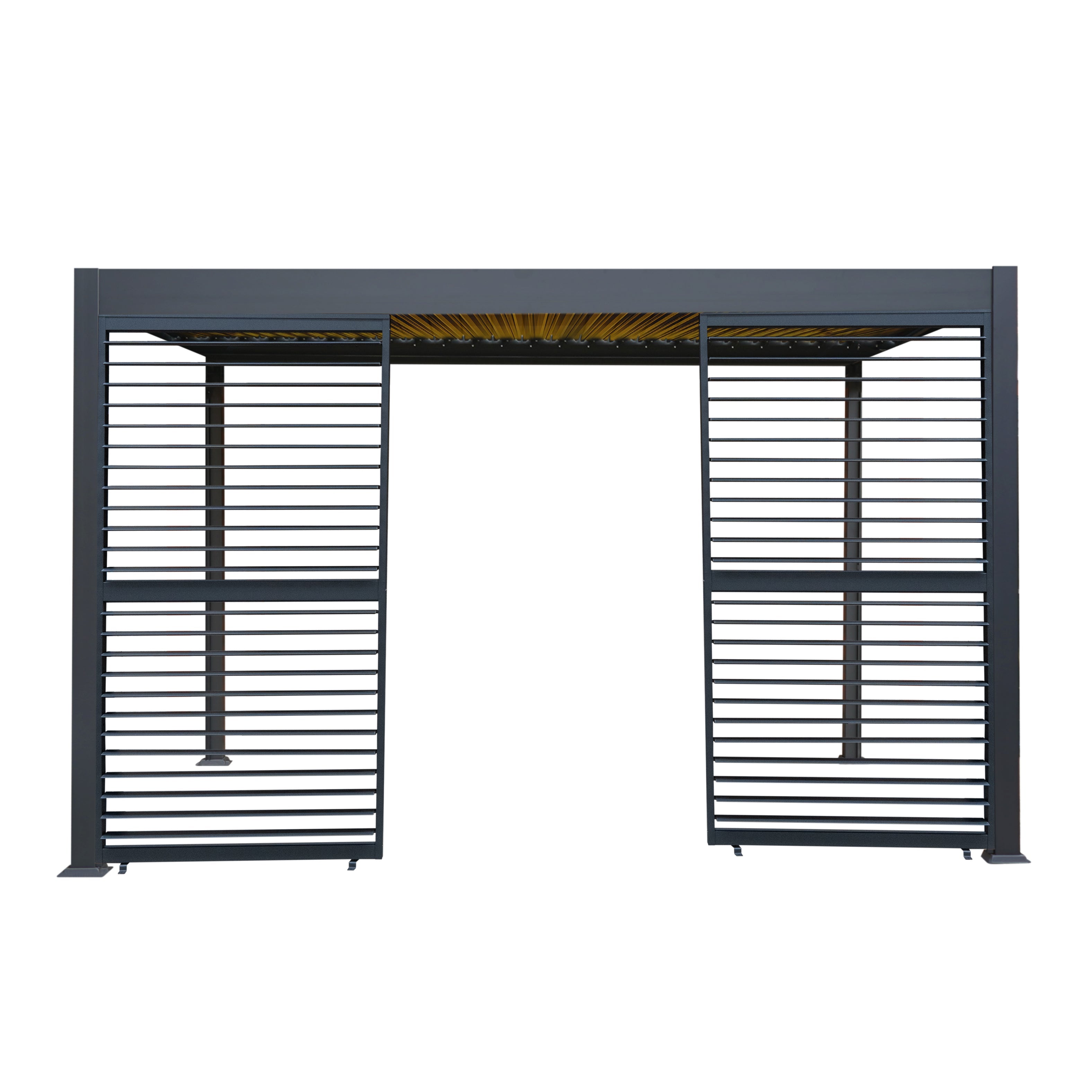 Anthracite Aluminium Pergola with LED Lighting and Two Shutter Panels - 3m x 4m
