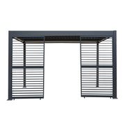Anthracite Aluminium Pergola with White Blinds and Two Shutter Panels – 3m x 4m