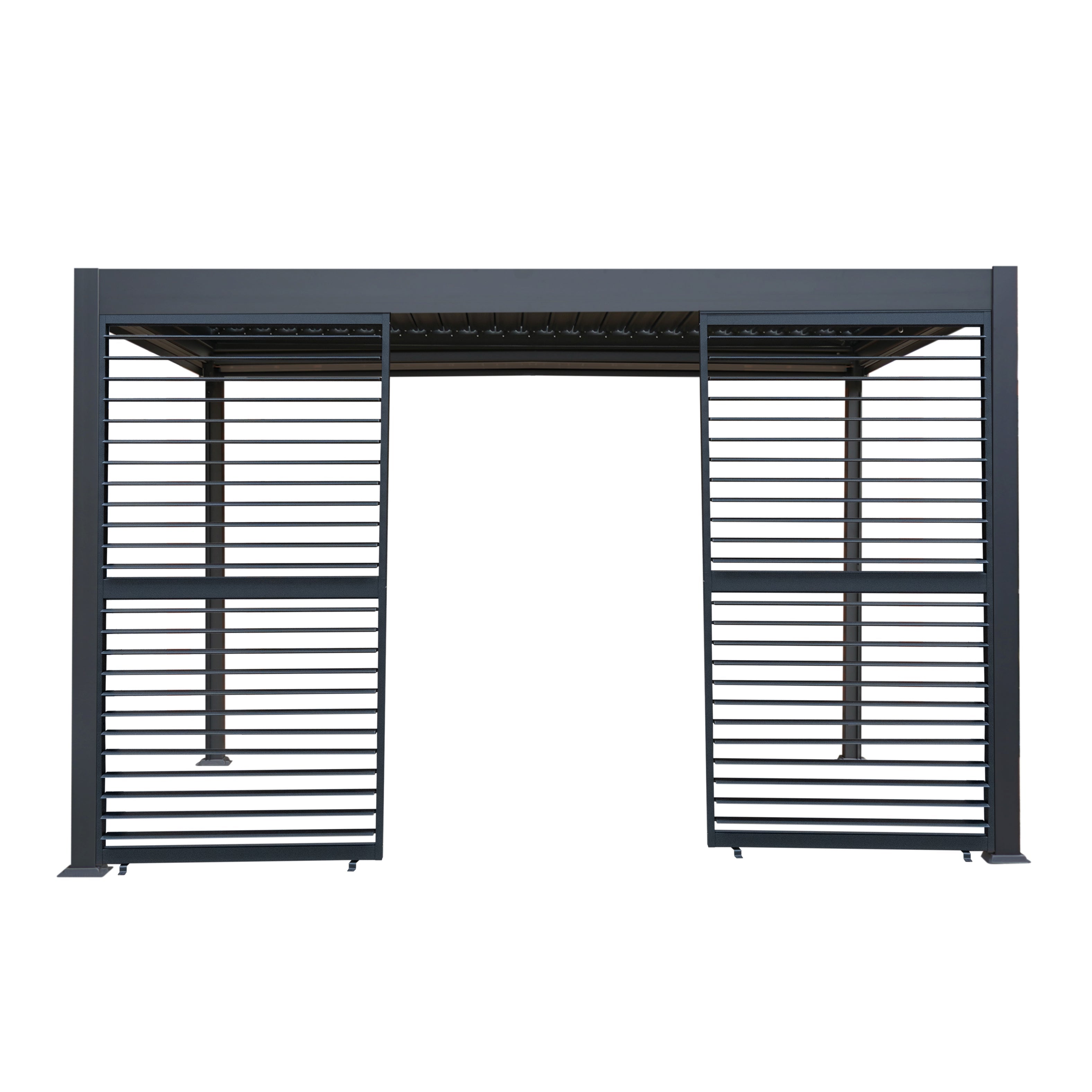 Aluminium Pergola with Anthracite Blinds and Two Shutter Panels, 3m x 4m