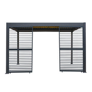 Aluminium Pergola with Anthracite Blinds, 2 Side Panels and LED Lights – 3m x 4m
