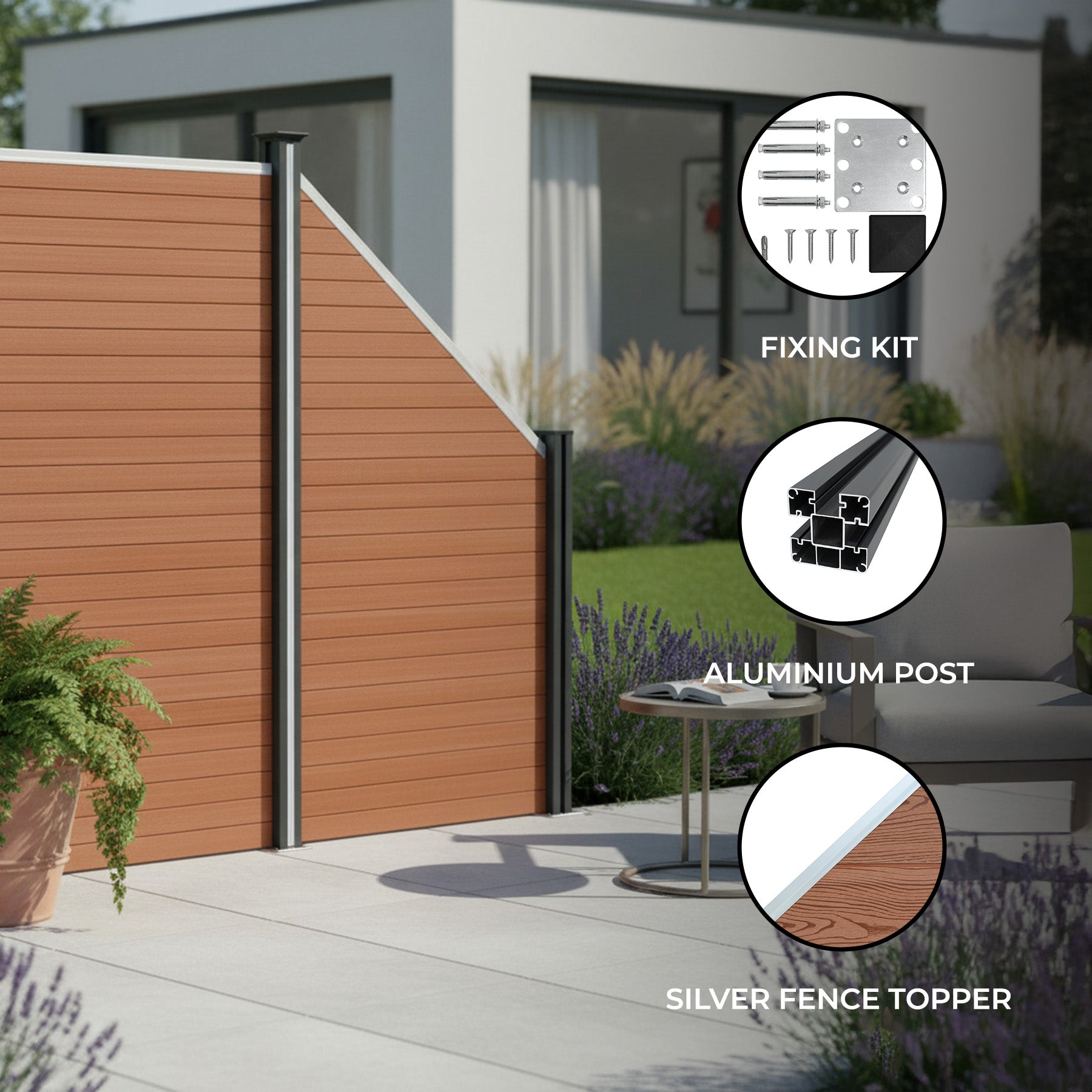 Brown Angled Composite Fence Panel