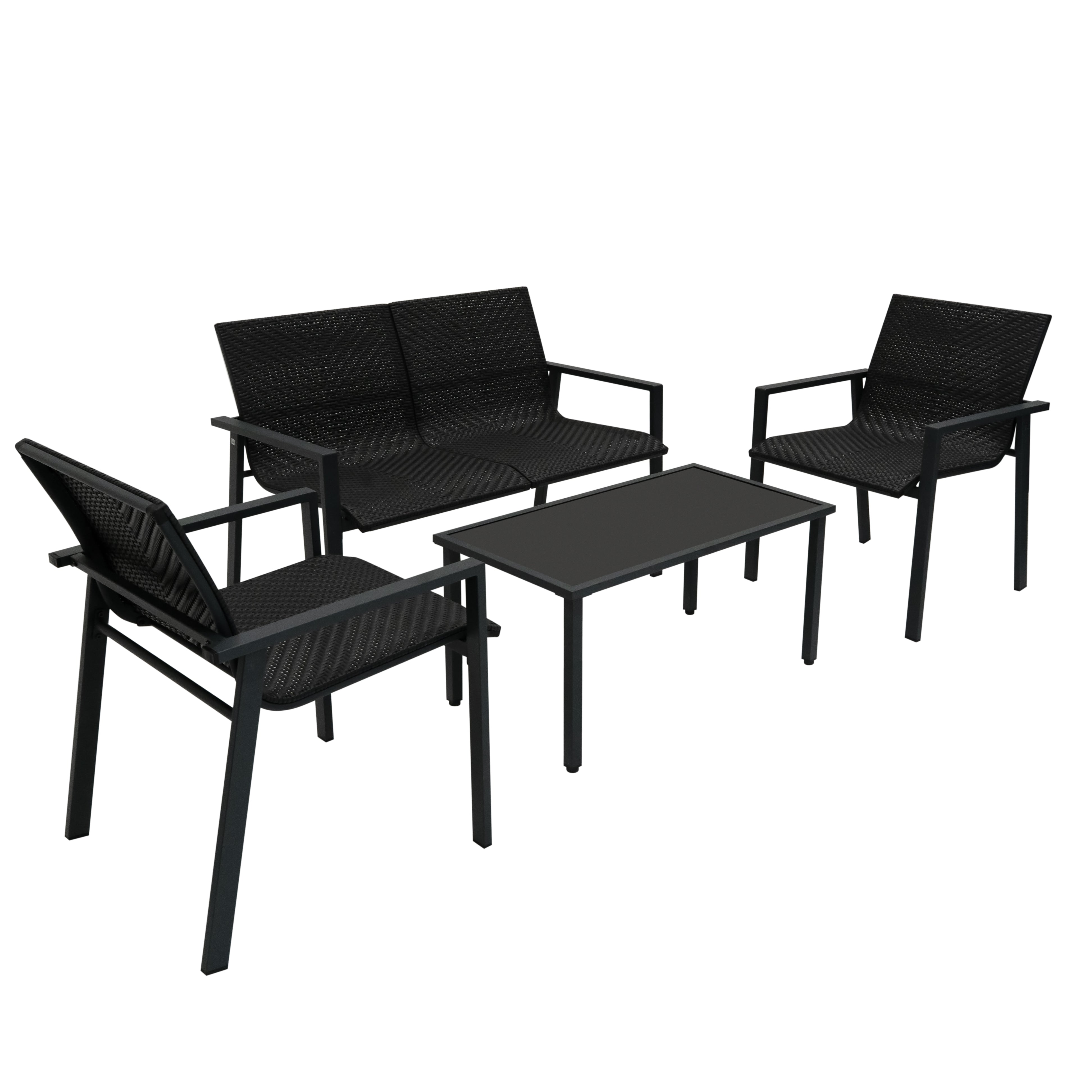 Black Rattan Patio Furniture Set
