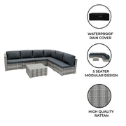 Grey Rattan Modular 7-Piece Furniture Set