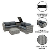 Grey Rattan Modular 6-Piece Furniture Set