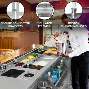 Deluxe Modular Cocktail Bar with Built-In Ice Well