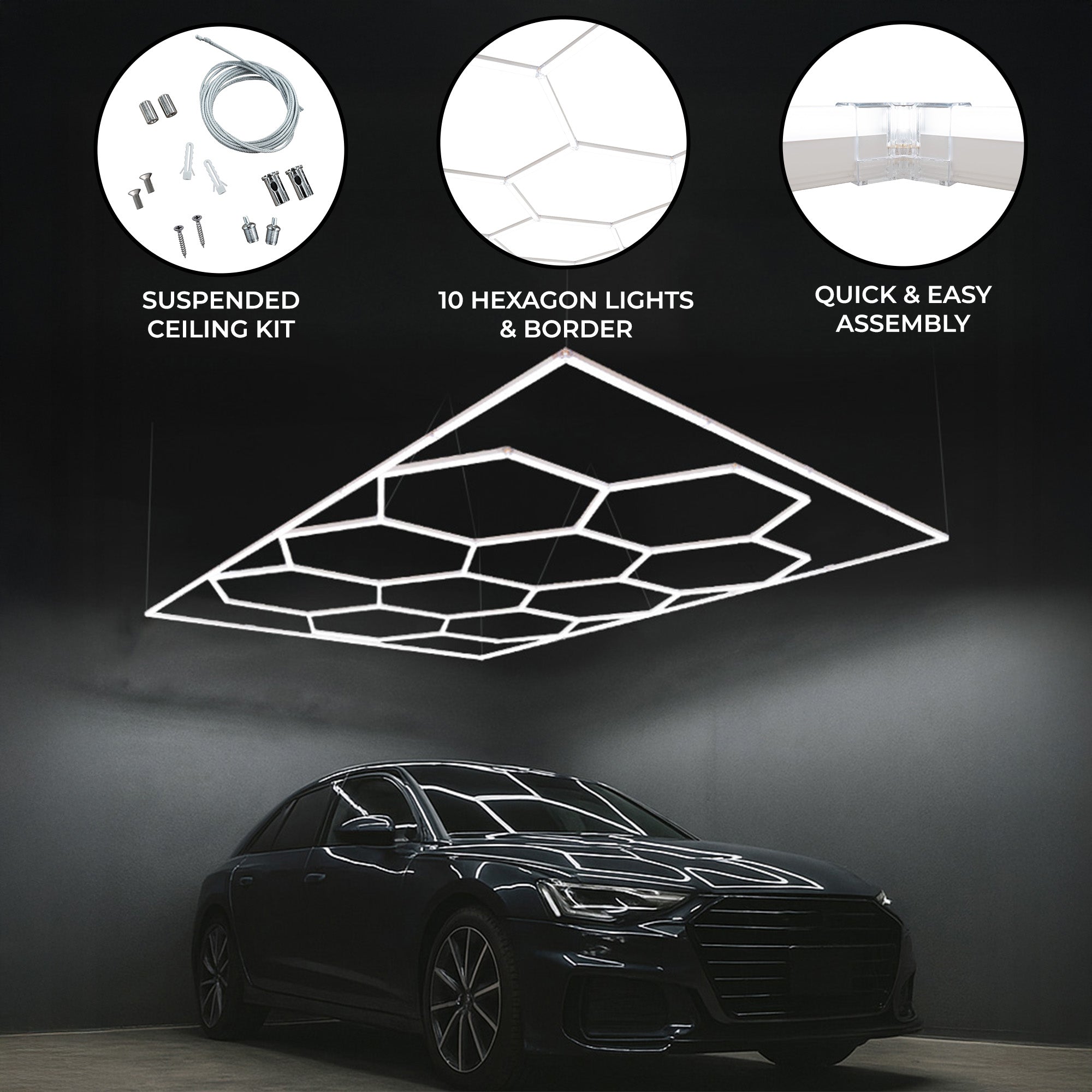 Hexagonal LED Lighting Panels - 10-Pack