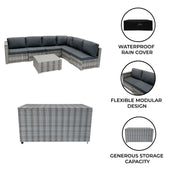 Rattan Modular 7-Piece Furniture Set with 996L Storage Box – Grey