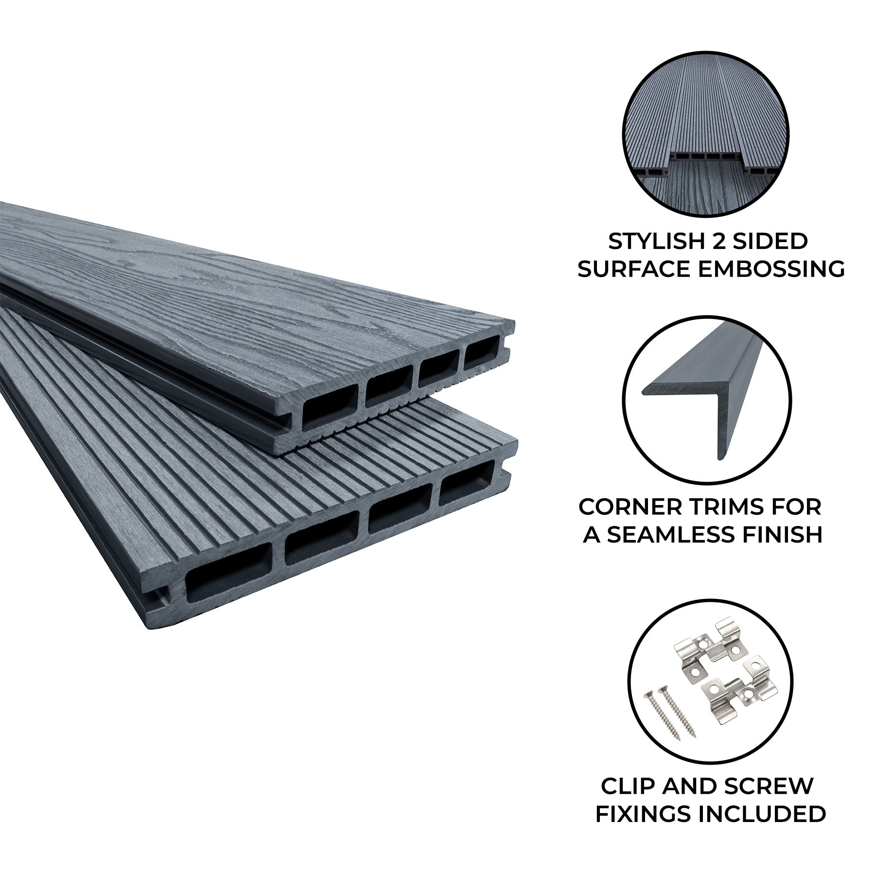 Grey Composite Decking Boards – 5-Pack