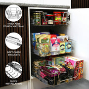 KuKoo Kitchen Pull-Out Storage Baskets – Set of 4 for 300mm-Wide Cabinets