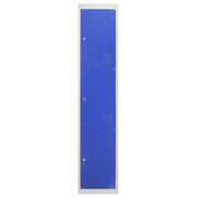 Blue 3-Door Metal Storage Locker - Flat-Pack