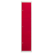 Three-Door Metal Storage Locker – Flat-Packed – Red