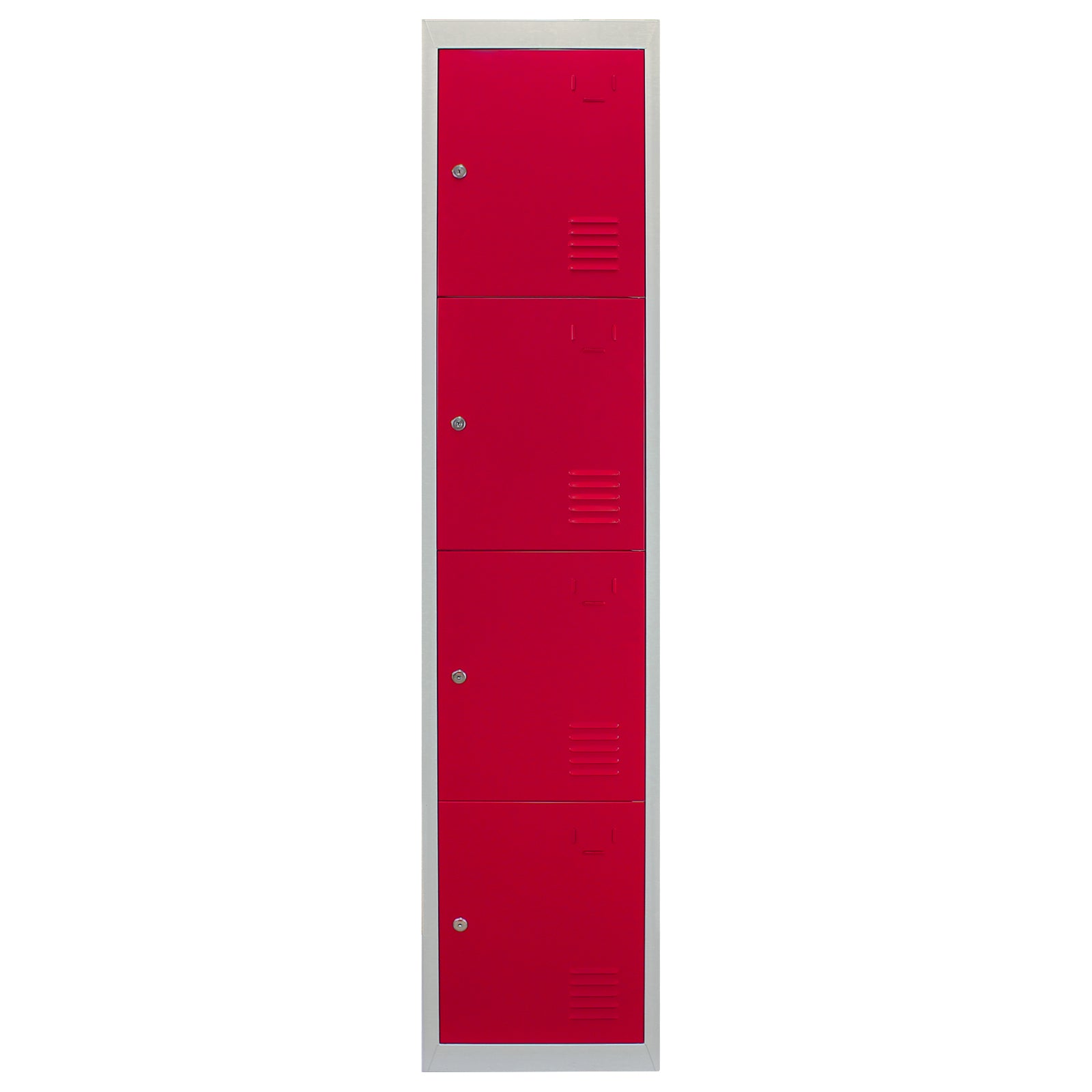 Red Four-Door Metal Storage Locker - Flat-Pack