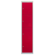 Red Four-Door Metal Storage Locker - Flat-Pack