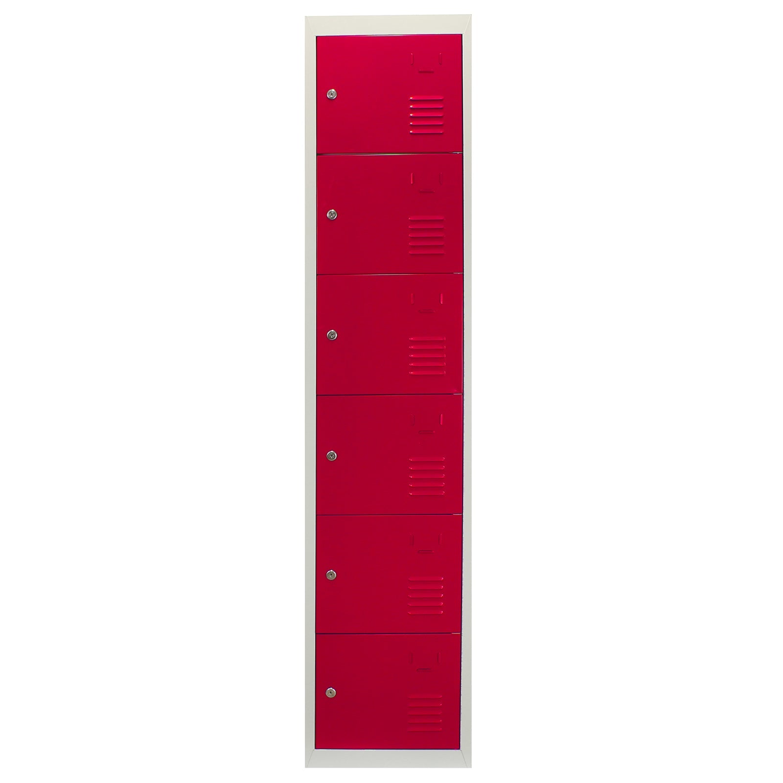 Red Metal Storage Lockers – Flat-Packed, Six Doors