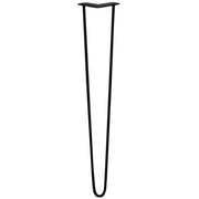 Set of 4 Hairpin Legs, 28 in Length, 2-Prong Mounting, 10 mm Diameter, Black