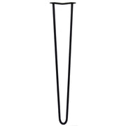 Set of 4 28-Inch Hairpin Legs, 12mm Diameter, 2-Prong Mounting, Black