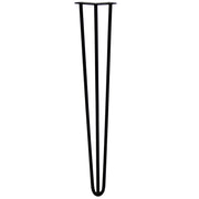 Set of 4 28-Inch Hairpin Legs, 12mm Diameter, Black, 3-Prong Mounting