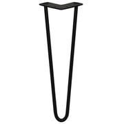 4-Pack 16-Inch Hairpin Legs, 2-Prong Mounting, 12mm Diameter, Black Finish