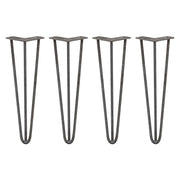 4-Pack 16-Inch Hairpin Legs, 3-Prong, 10mm Diameter, Raw Steel
