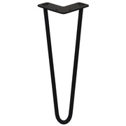Set of 4 14-Inch Black Hairpin Legs, 12mm Diameter, 2-Prong Mounting