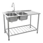 KuKoo Commercial Catering Sink – Double Bowl with Right-Hand Drainer