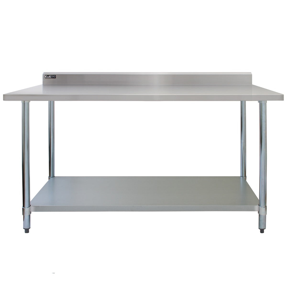 6 ft Stainless Steel Catering Bench with Two Wall-Mounted Shelves