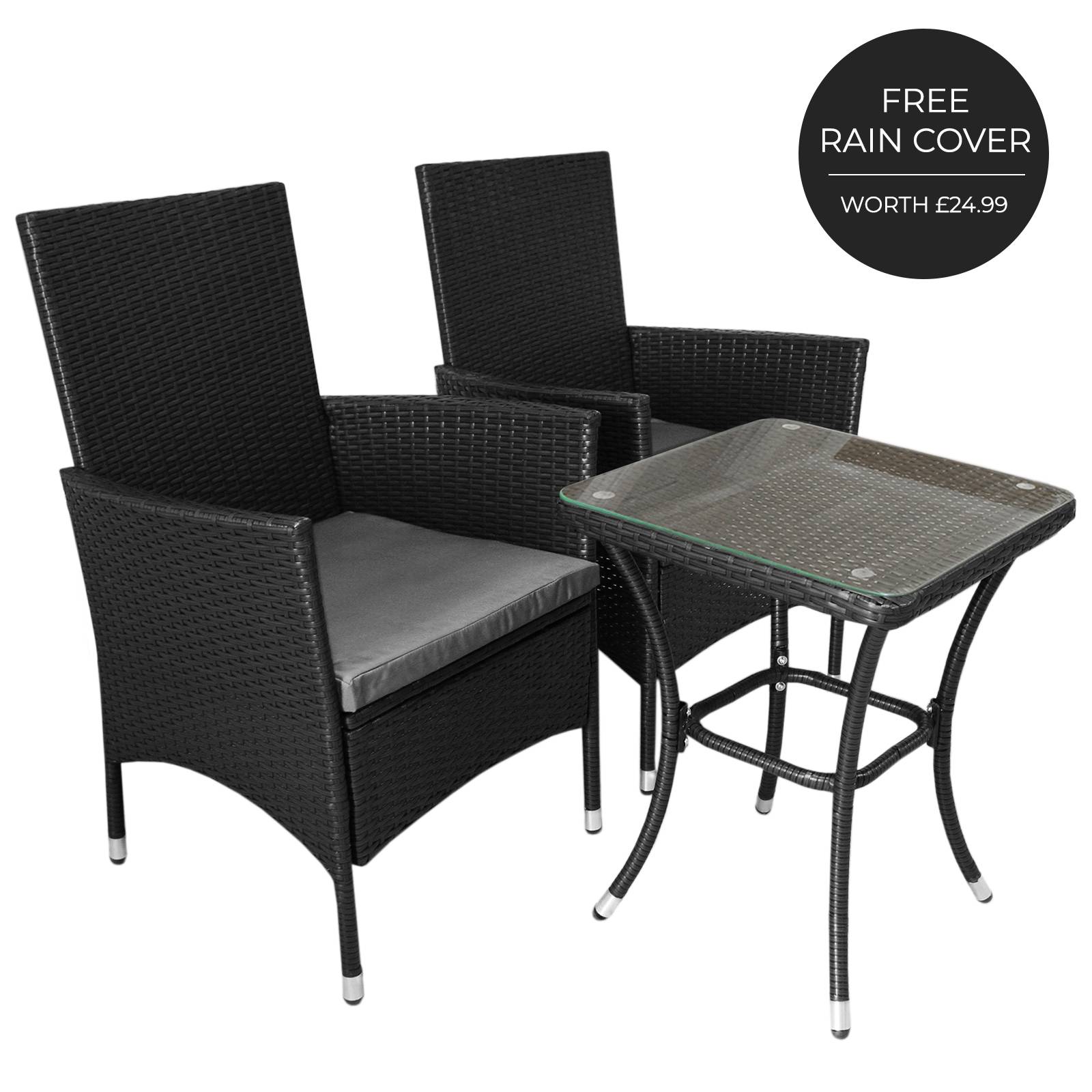 Jardí Rattan Bistro Set - Black