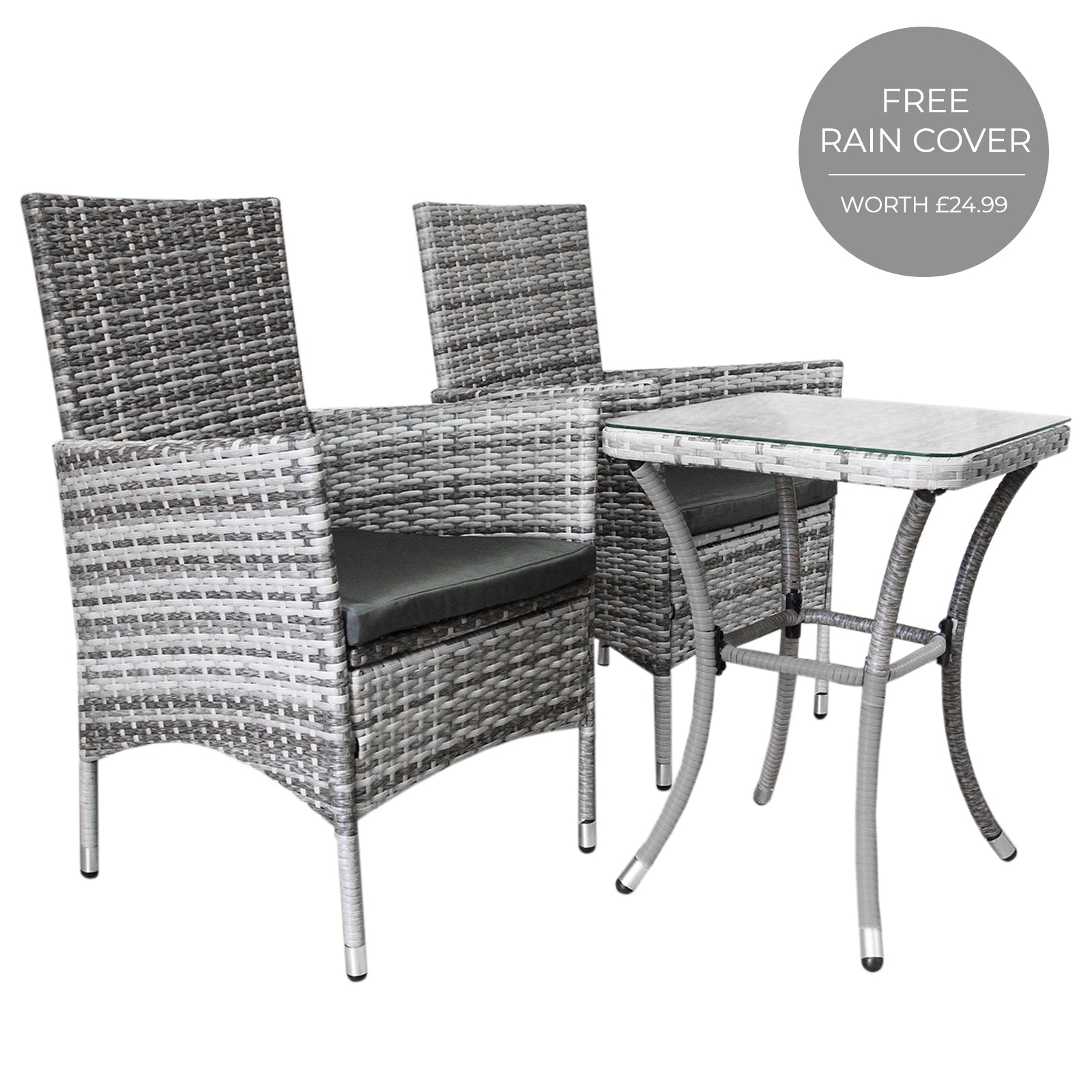 Jardí Rattan Bistro Set - Light Grey