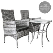 Jardí Rattan Bistro Set - Light Grey